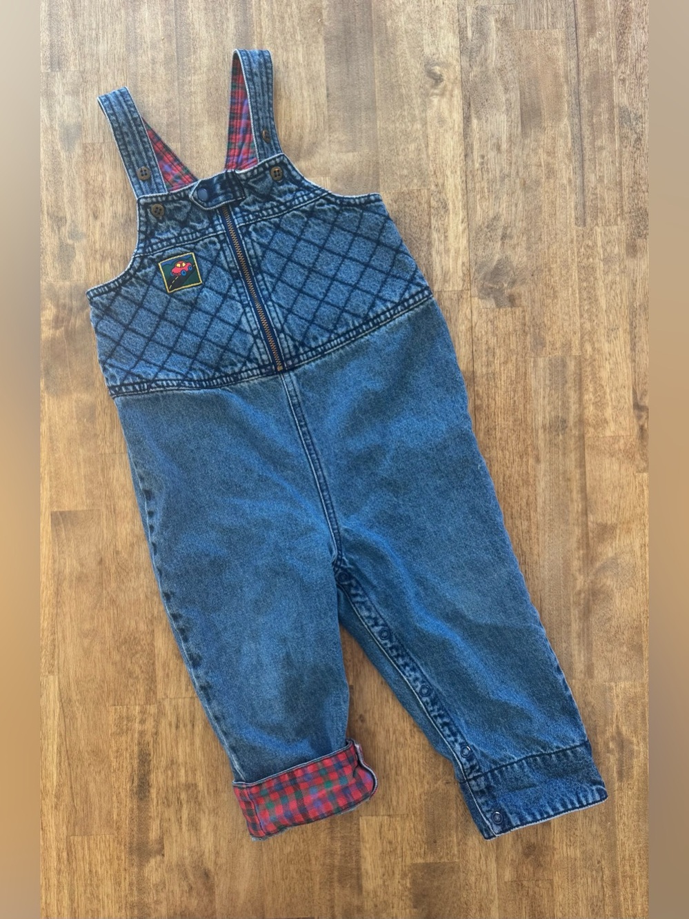 Gymboree Kids Denim Overalls with Red Plaid Lining